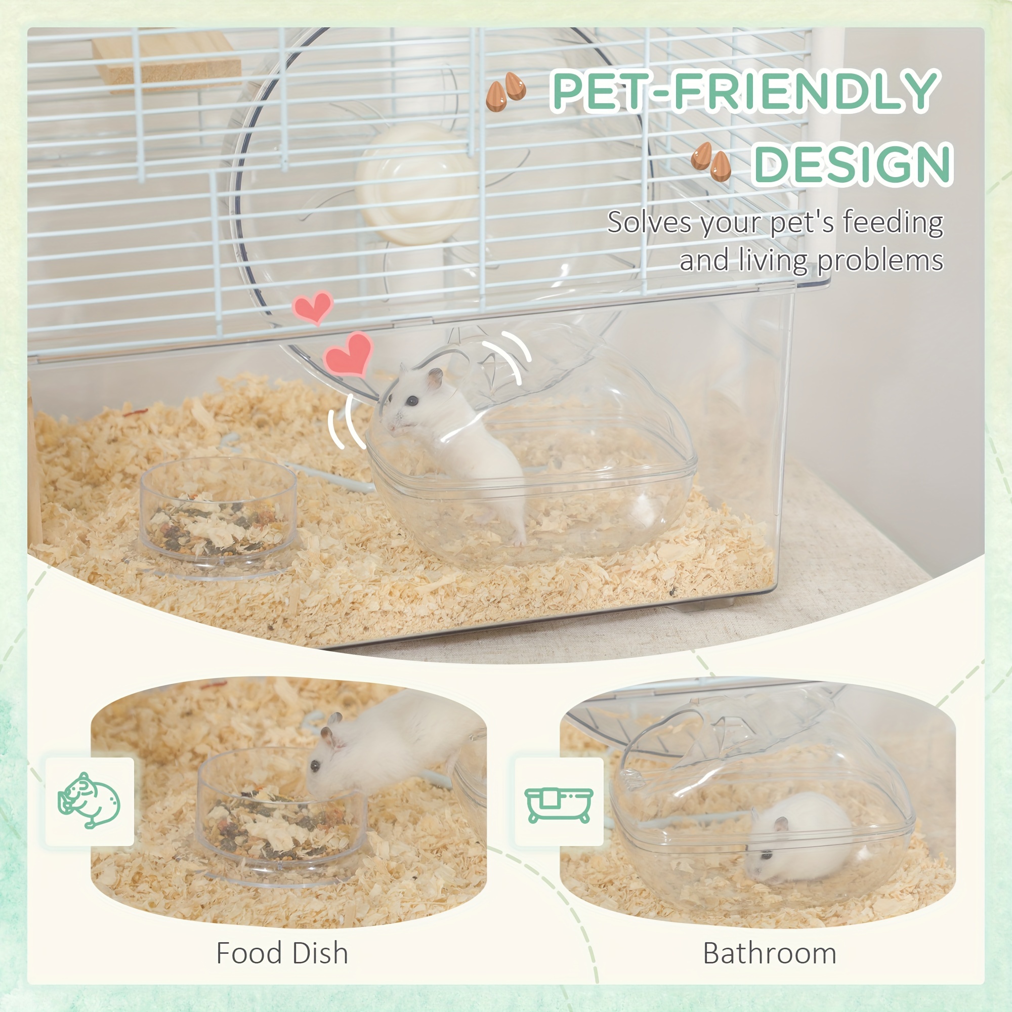 Hamster Cage, Transparent Gerbil Cage For Hamsters And Gerbils With ...