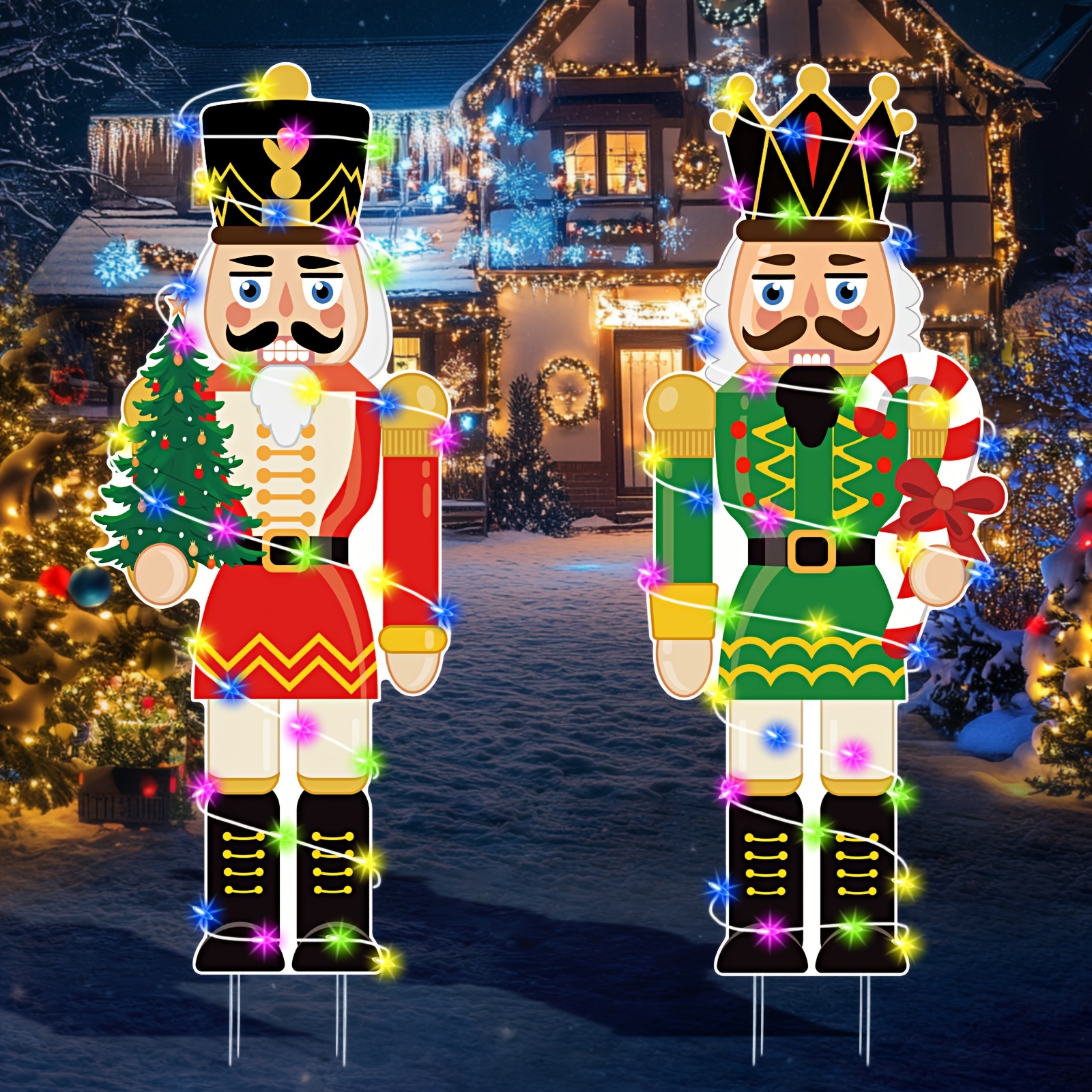 

2 Pcs Christmas Decorations Outdoor Stakes - Christmas Tree Decorations - For