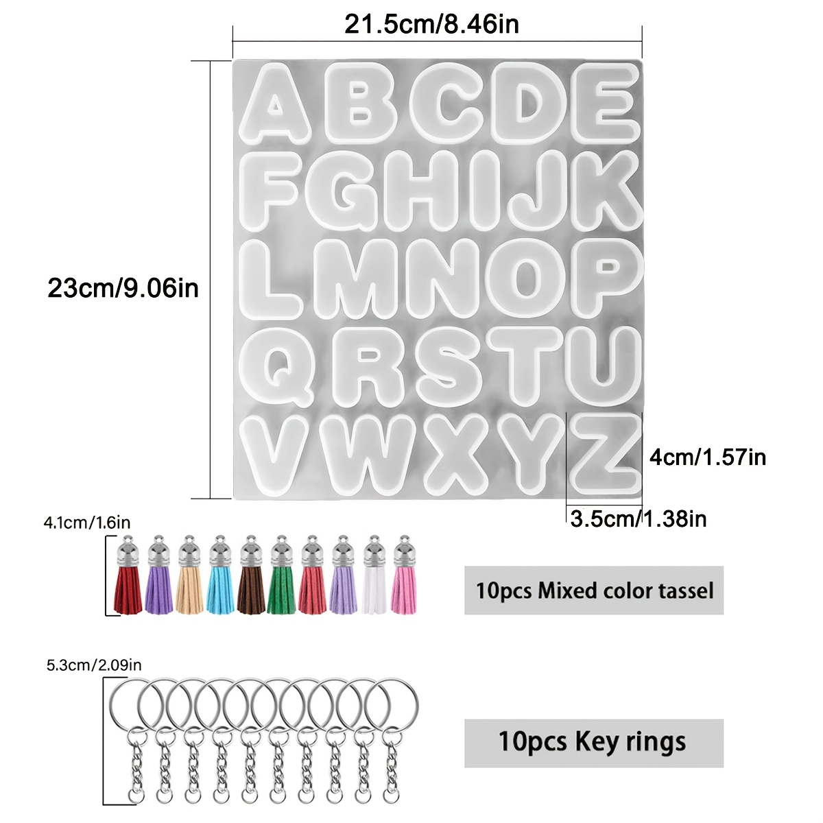 E-shop 21 Stück Buchstaben Silikonharzformen, 26 englische Alphabet Buchstaben Epoxidharzformen, für Schlüsselanhänger, Ohrringe, Schmuck und