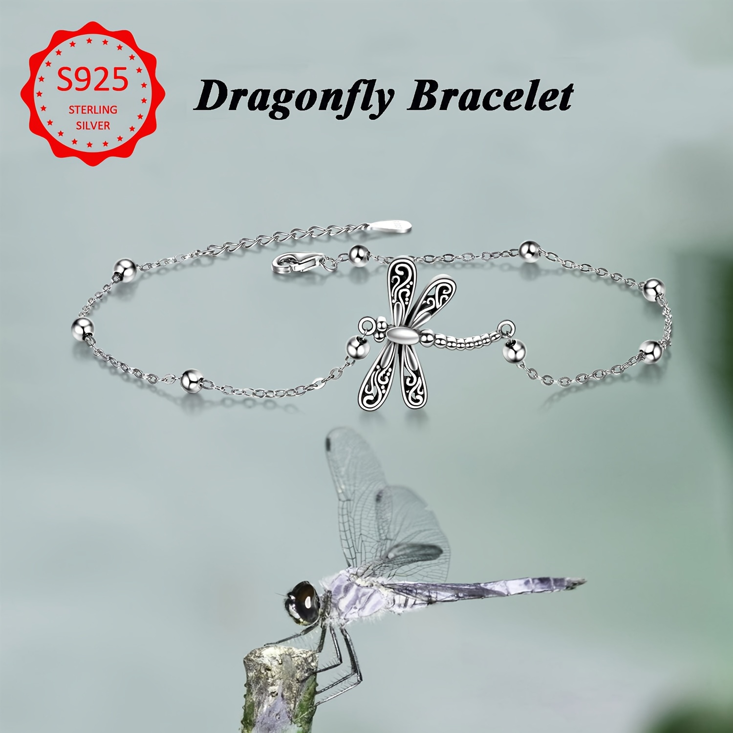 Sterling Silver Dragonfly Bracelet - Heart Sloth Jewellery