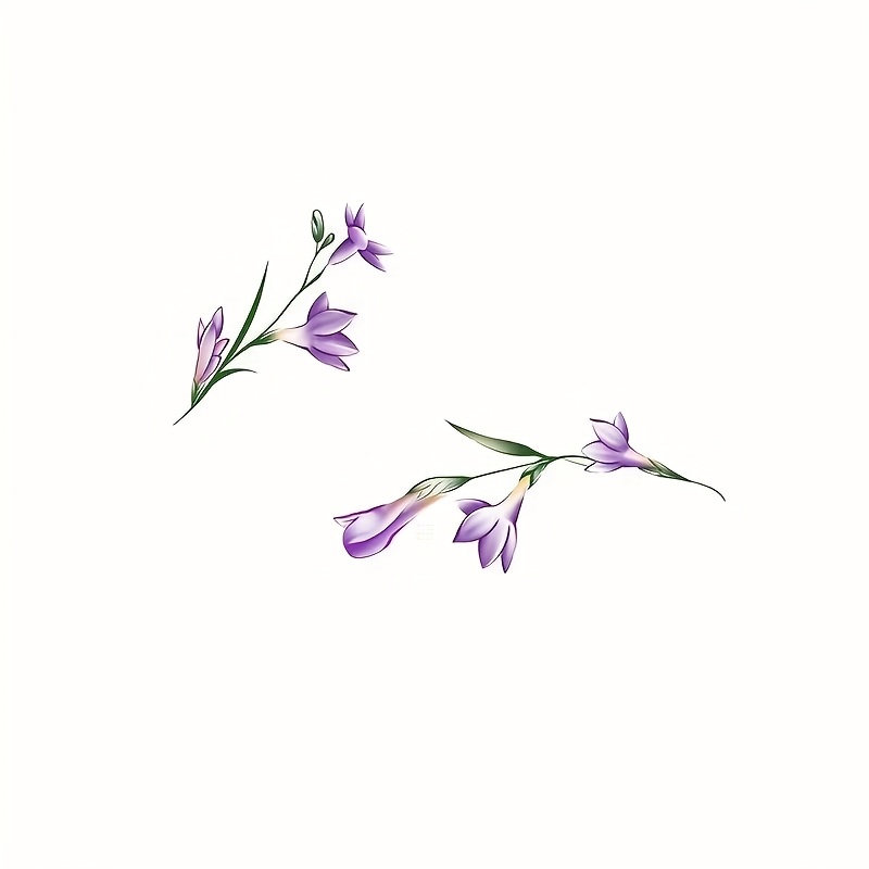 5pcs Spring Floral Tattoo Stickers, Purple Trumpet , High-quality Minimalist Arm And Collarbone Art Decals