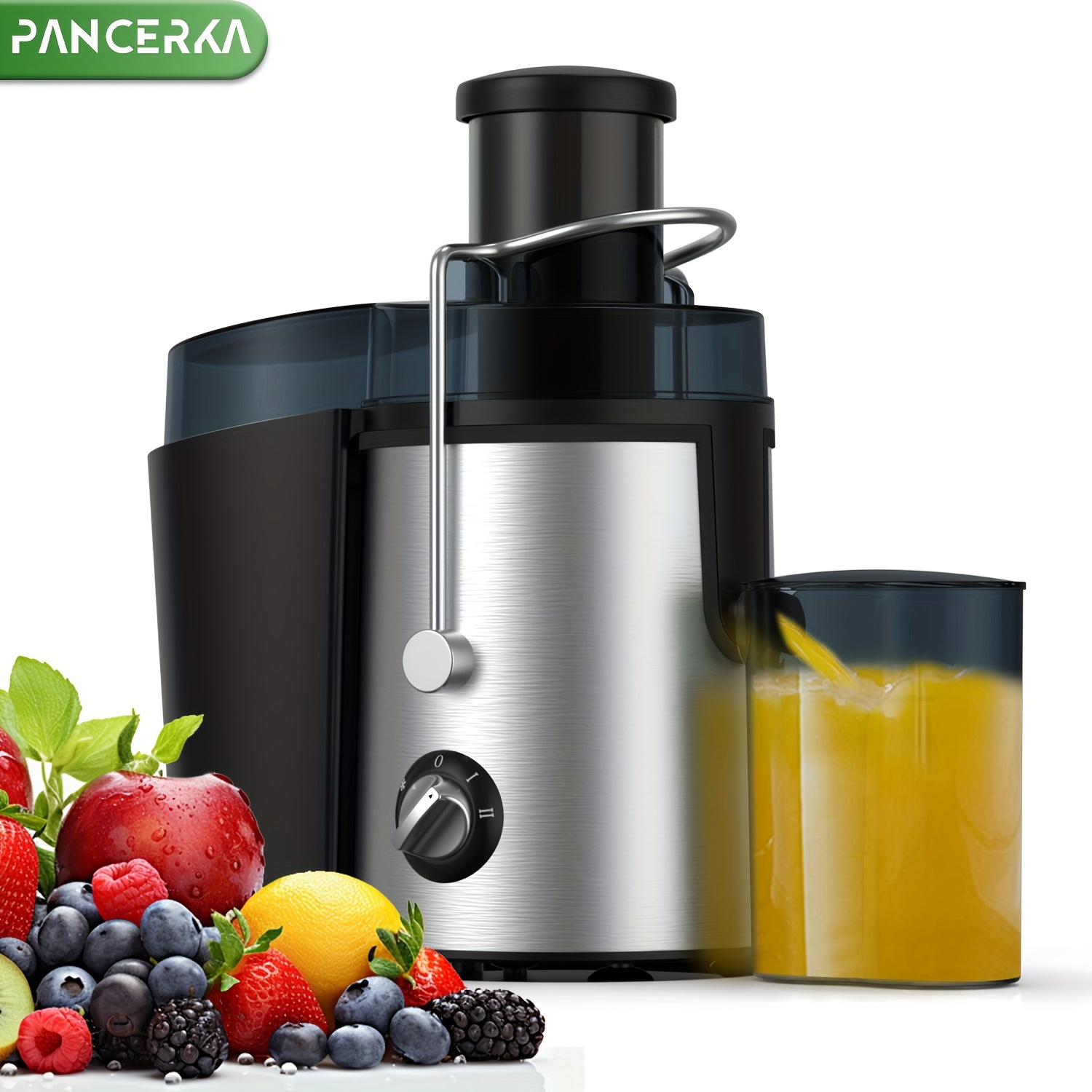 TEMU 3 Mode Centrifugal Juicer Machine, Large 3" Feed Chute For Whole Fruits And Vegetables, Cleaning Brush, Easy To Clean, Centrifugal Extractor, Bpa Free, 800w Motor, Suitable For Home, Black