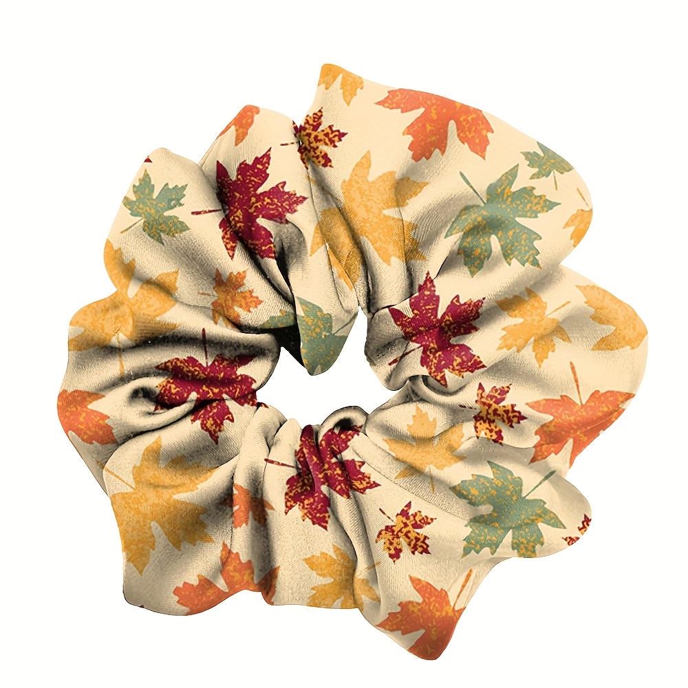 TEMU Leaf & Thanksgiving Hair Tie - Hair For Women &, Fall Ponytail & Bun Maker With Leaf-shaped Charm, Retro Bands For Thanksgiving Party Outfits