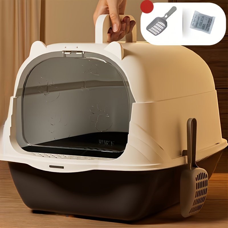 

Enclosed Large With And Liner, And Odor Resistant, Rectangular Silicone + Pp Material, Fully Enclosed Easy-to- Litter Box, 1pc