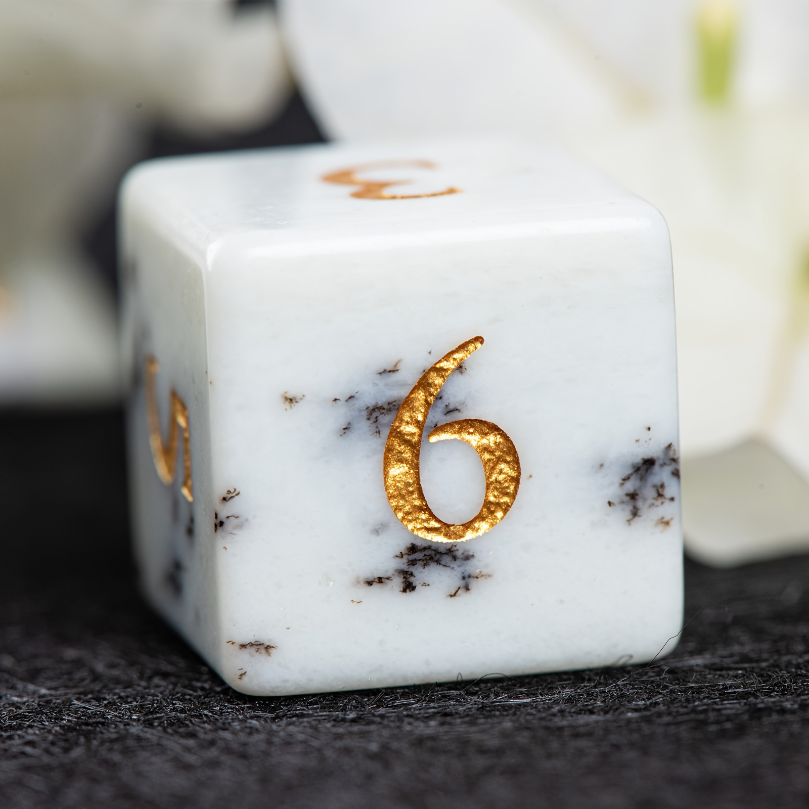 7 Wood Grain Stone Dice for Role-Playing Games