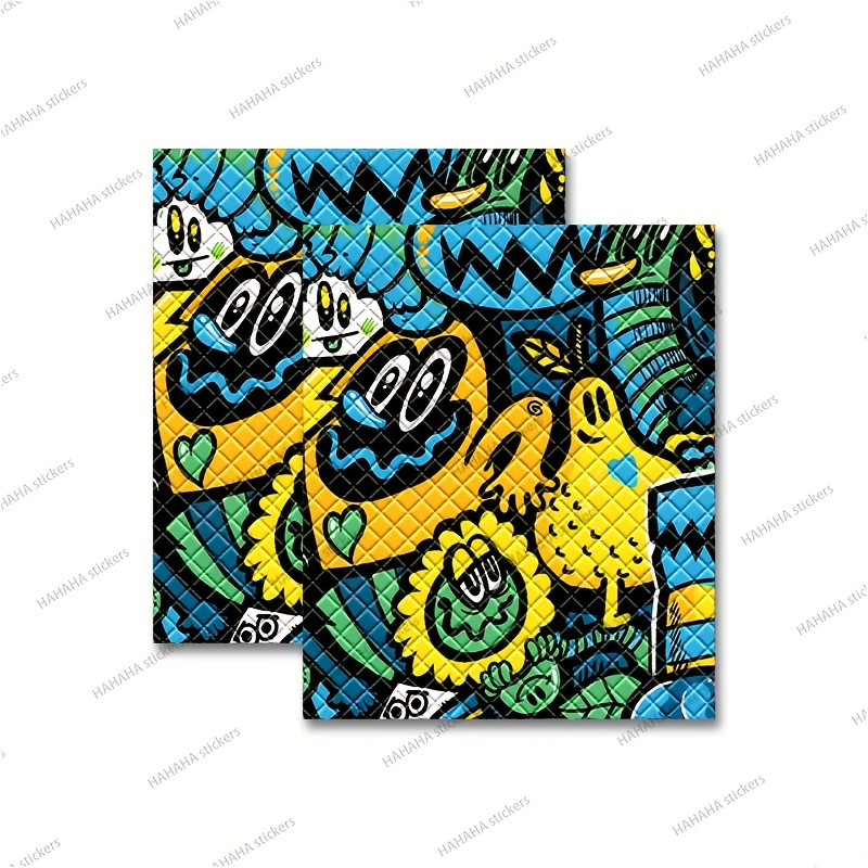 TEMU 2pcs Set Of Colorful Graffiti Monster Pattern Motorcycle Handle Grip Covers, Suitable For Scooter Electric Bike Decorative Additions