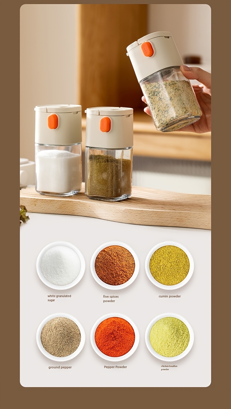 household quantitative salt bottle double mouth   control salt spray seasoning jar kitchen press type glass seasoning bottle salt jar Product details 4
