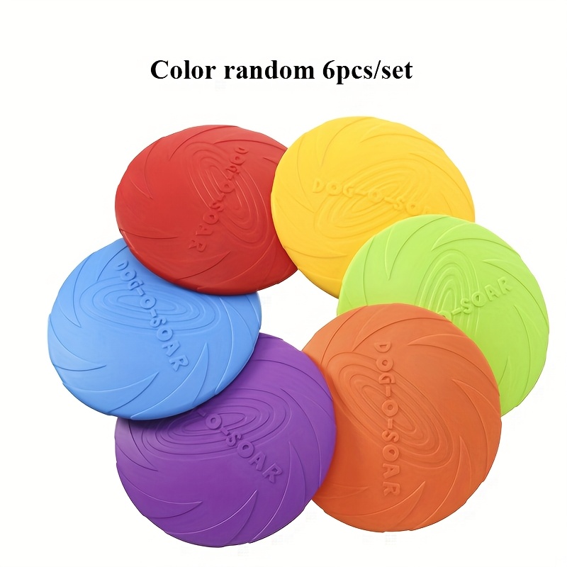 Image of 6pcs/set 5.91/7.09/8.66inch Rubber Dog Flying Disc Pet Puppy Outdoor Sports Game Training Interactive Toy Bite Resistant Dogs Chew Flying Disc Discus Random Colors