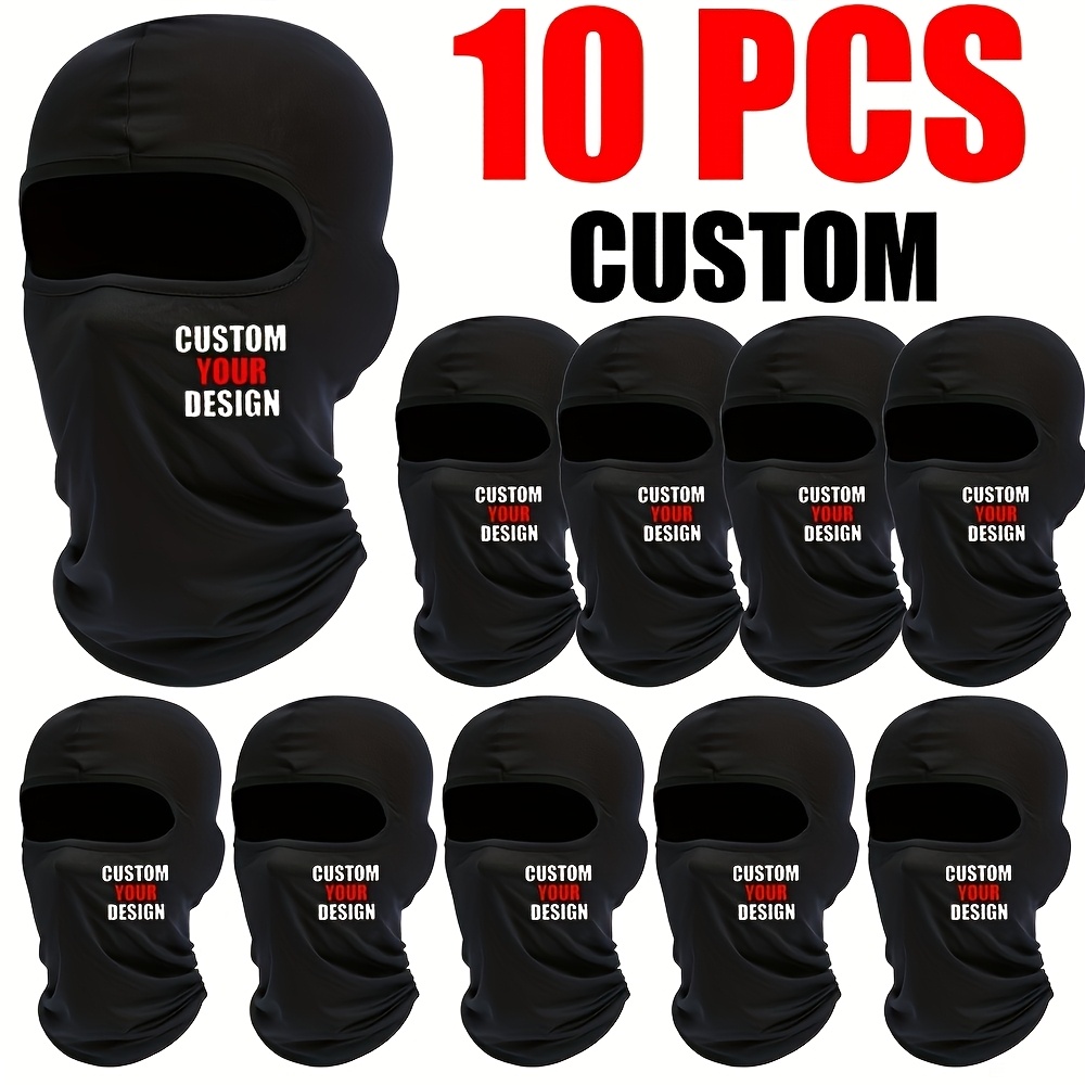 TEMU 10pcs Masques de ski personnalisables pour hommes et femmes, respirants, ajustement réglable avec motif de crâne, idéaux pour les sports de et