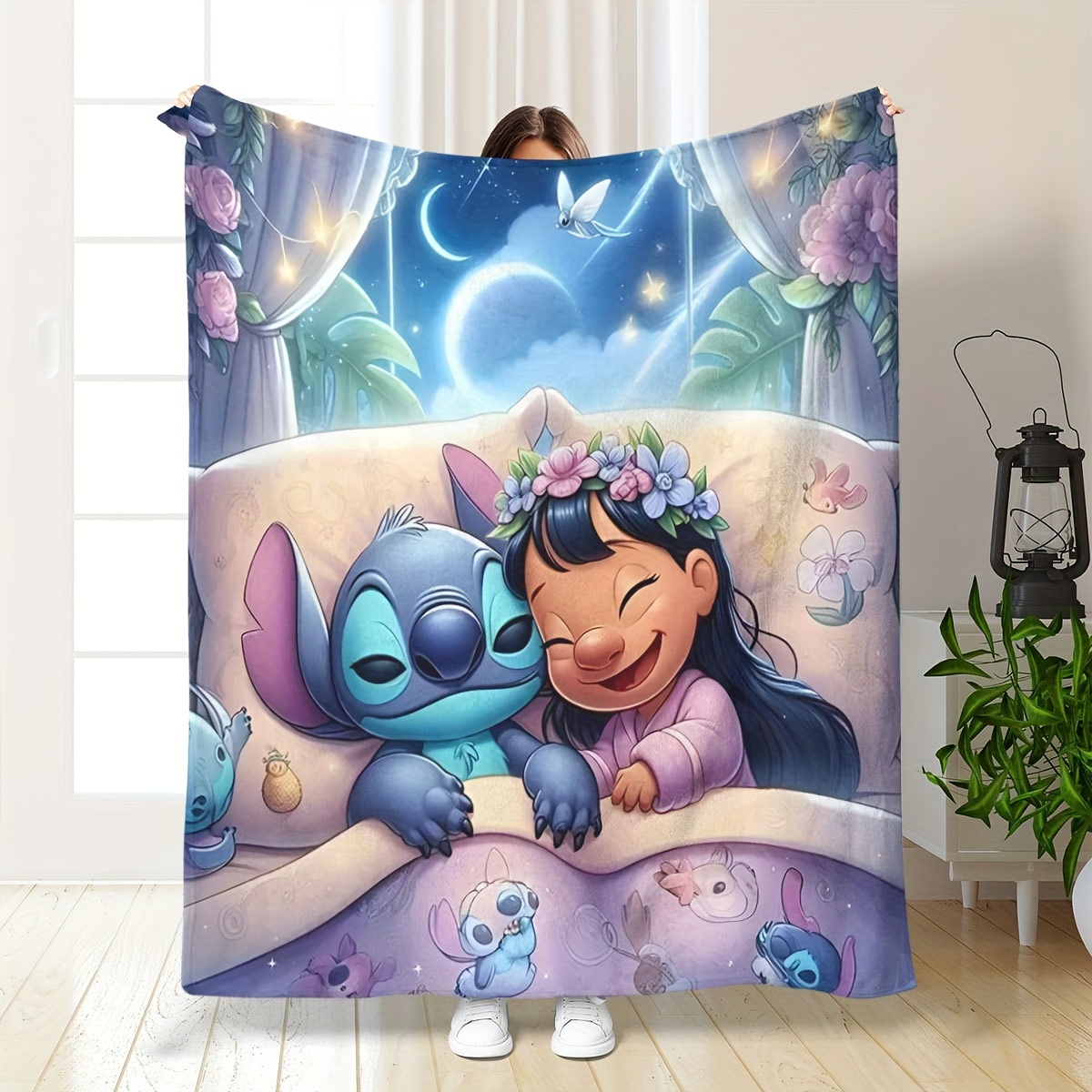 

Stitch And Fleece Blanket: Soft And Comfortable Sofa Decor, Bed Blanket, And Outdoor Use - Contemporary Style, All , And Anti-tear