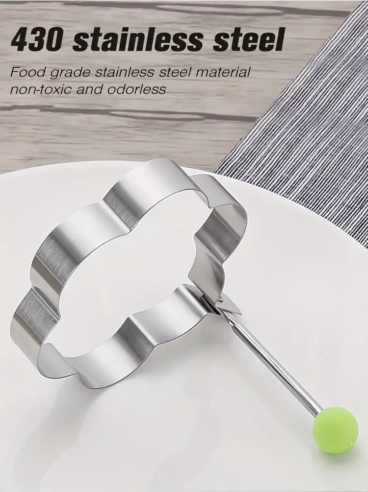 4pcs stainless steel egg rings set creative non stick egg pancake mold kit for diy fried egg shapers for cooking baking food preparation ideal for christmas halloween easter thanksgiving st patricks day details 3
