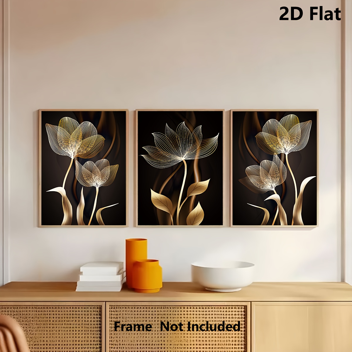 3pcs, Black And Wall Art Canvas Painting For Living Room Decor - Modern , No Frame Required