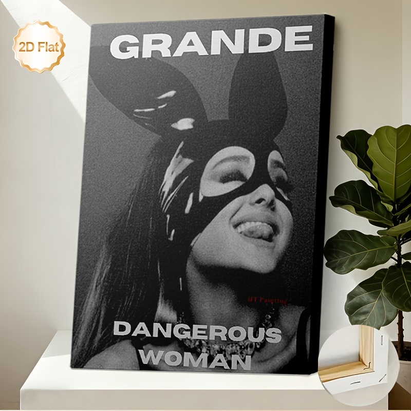 TEMU 2d Flat Framed Canvas Artwork In 2d, Featuring A Black And White Portrait Of A Woman, Perfect For Decorating Living Rooms, Bedrooms, Study