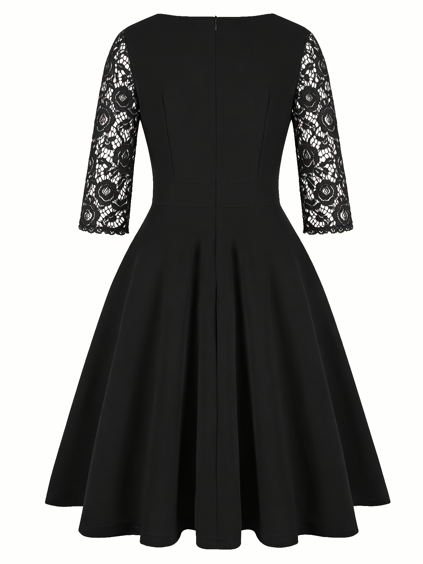 vintage floral lace party swing dress neckline - Temu