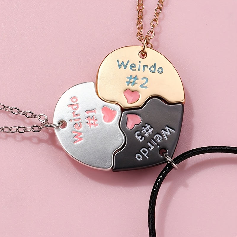 

3pcs Girl Puzzle Necklace, Sister , Electroplated, Suitable For Friendship Day And Friendship Jewelry Gifts