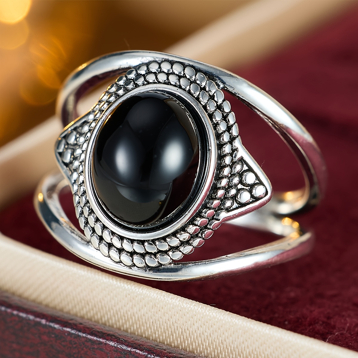 Women's Vintage Evil Eye Copper Inlaid Synthetic Zirconia Statement Ring