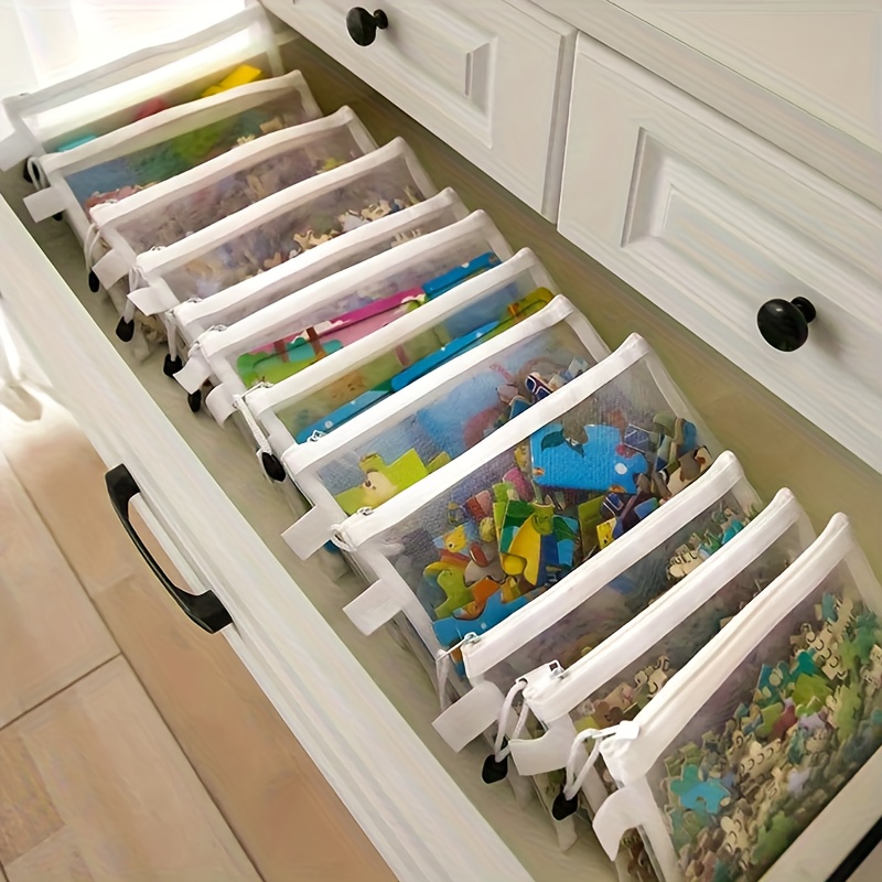 TEMU 9pcs A6/a5/a4 Zippered Mesh Document Bags - Transparent Nylon Pouches For Puzzles, Travel & Home Organization, Office Filing Products,