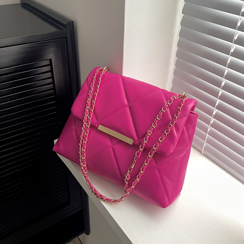 TEMU Women'-shoulder Bag, Solid Color Pu Fabric With Embroidery, Casual Shoulder Bag For Parties, Street , And Travel