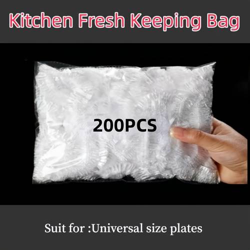 200pcs disposable tear plastic wrap cover household food grade pe plastic wrap cover bowl cover elastic bowl cover