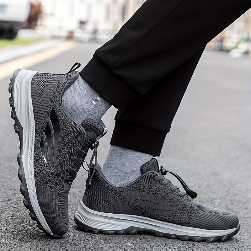Men's Breathable Running Shoes - Lightweight High-Elasticity MD Sole, Low-Top Lace-Up Design for Gym, Jogging & Casual Wear - Black/White (Spring/Summer/Fall), Gym Trainers | Sleek Trainers | Comfortable Trainers
