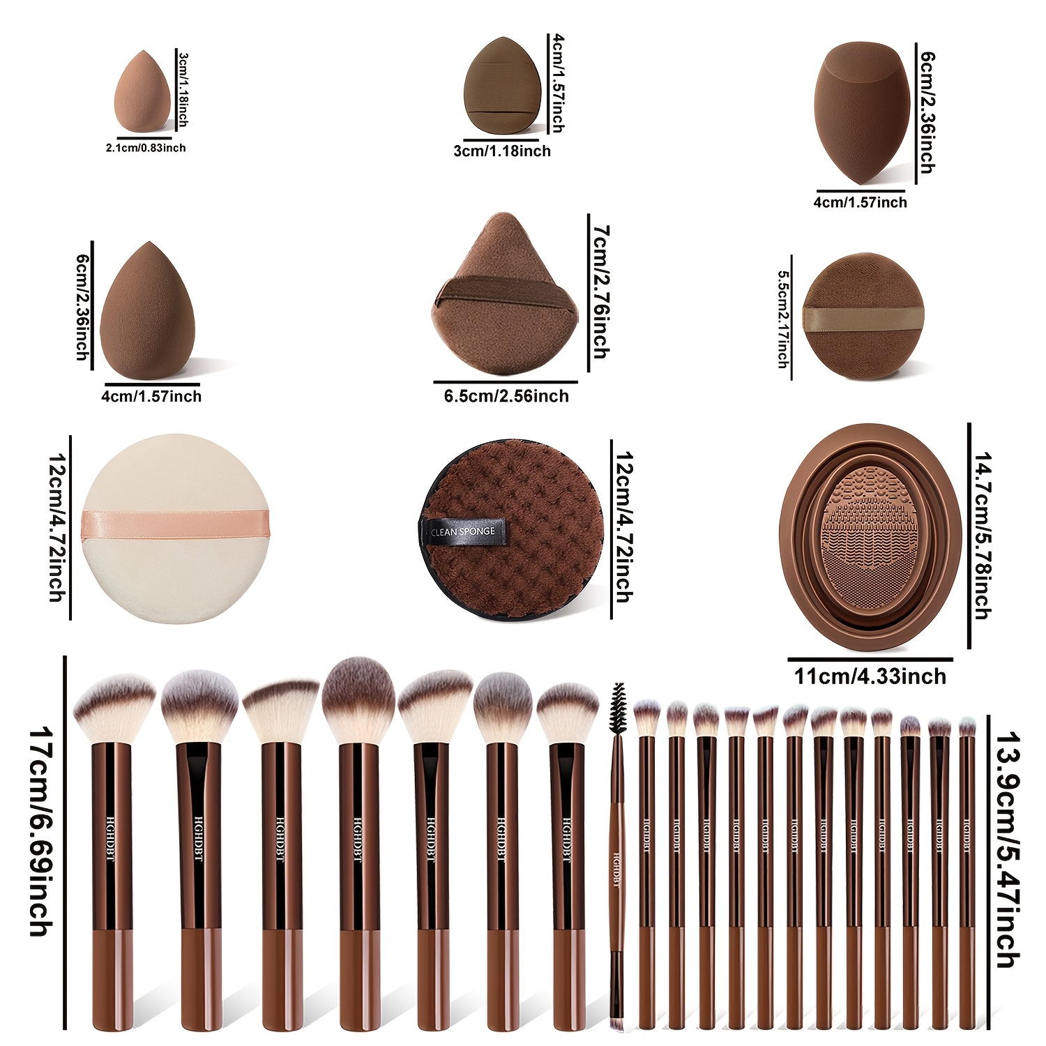 37pcs Professional Makeup Kit with Brushes and Sponges