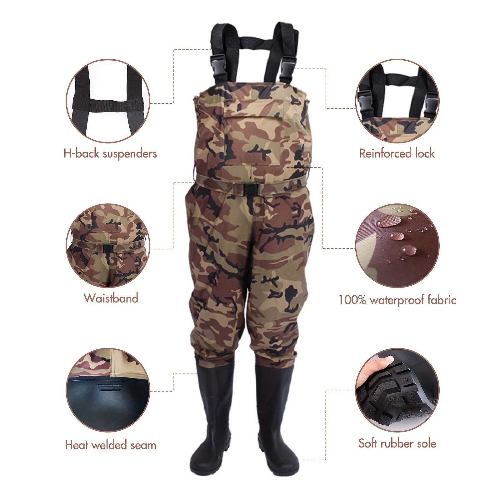 Ultra Lightweight Breathable Camo Chest Waders