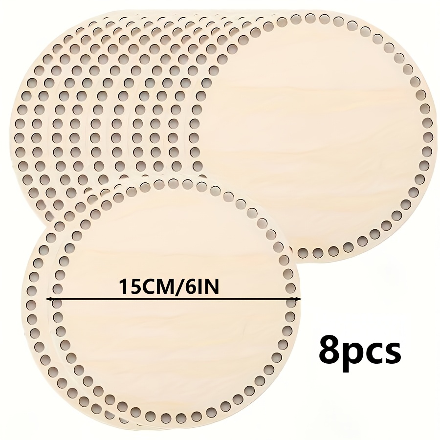 Image of 8pcs Wood Laser-cut Round Craft Boards With Holes - 6-inch Diy Crochet Base Suitable For Handmade Baskets, Tray Making, Holiday Pendants & Hanging Decorations, Suitable For Projects And