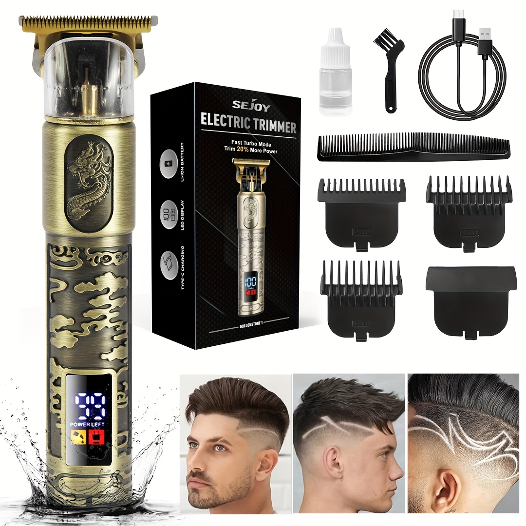 TEMU Herren Haarschneidemaschine, Professioneller Haartrimmer Zero Gapped Trimmer Kabellos Wiederaufladbar Kantenschneider Haarschneider Elektrischer