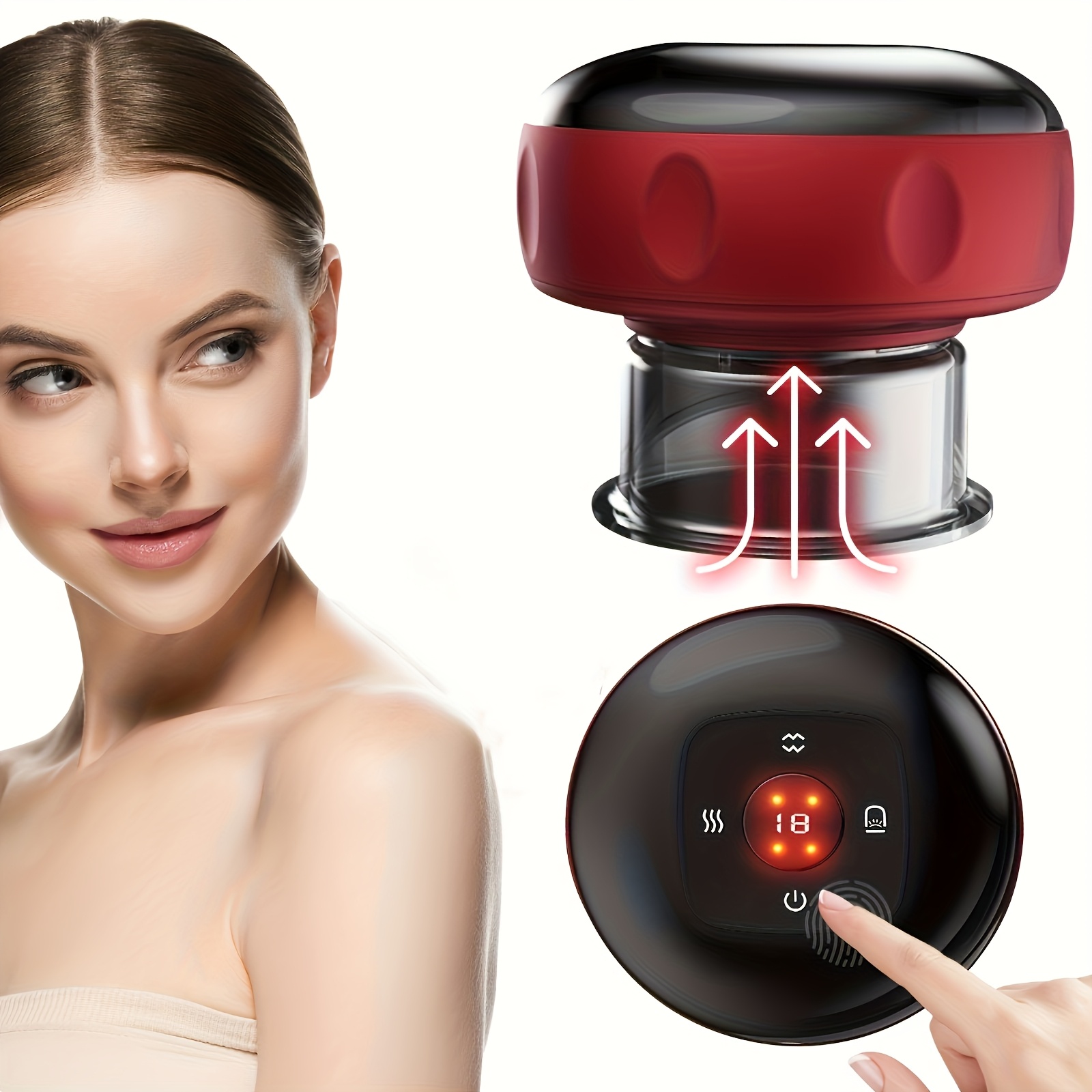 a heated   tool with a smart vacuum cupping feature rechargeable via usb that offers electric breathing and suction for a convenient massage experience