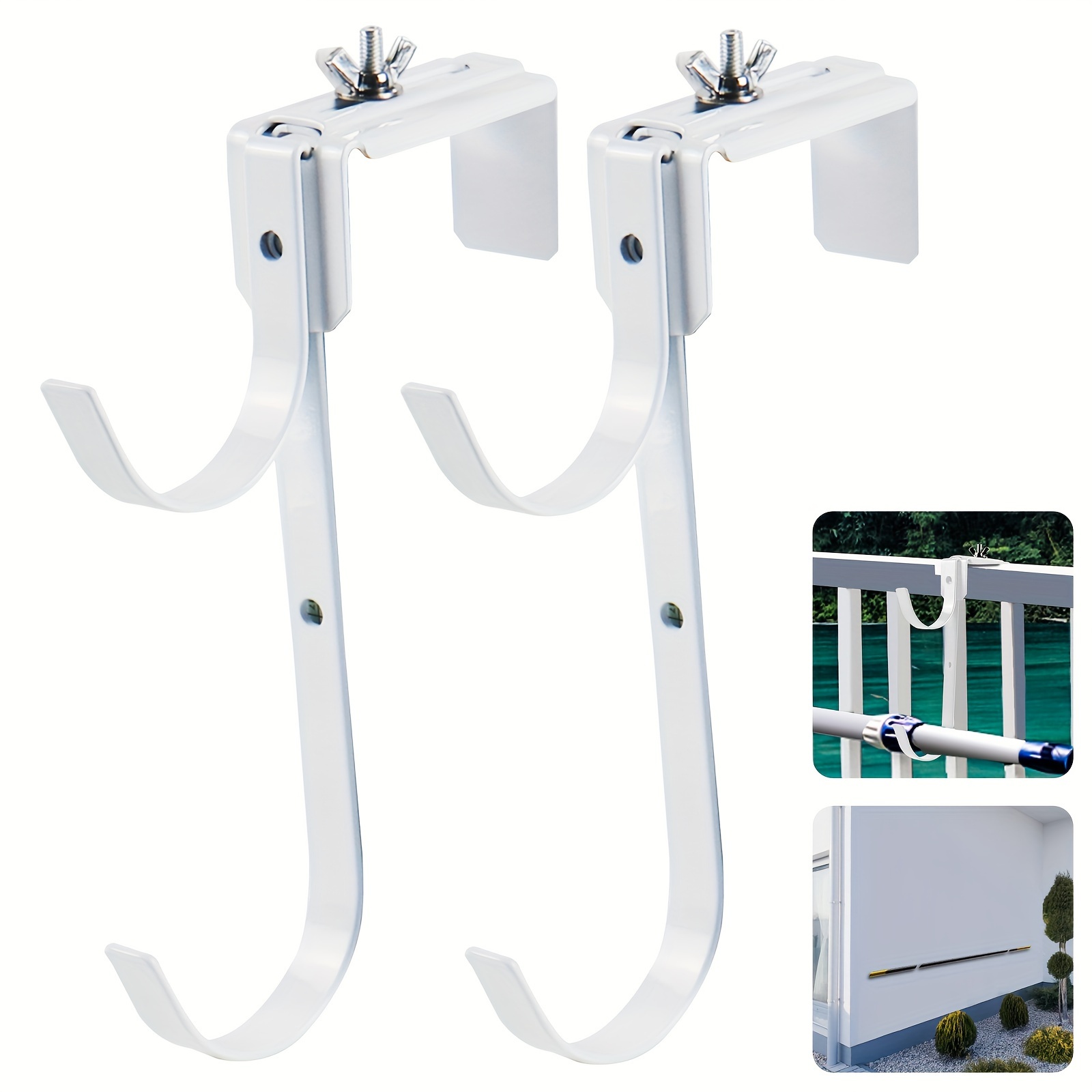 Adjustable Pool Pole Hanger Heavy Duty Metal Pool Pole Hooks For Telescopic  Poles Skimmers