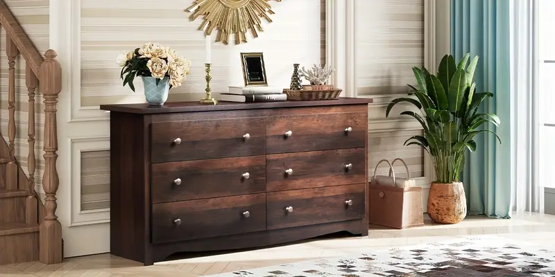 wood dresser 6 drawer wide chest drawers office long - Temu wood dresser 6 drawer wide chest drawers office long - Temu