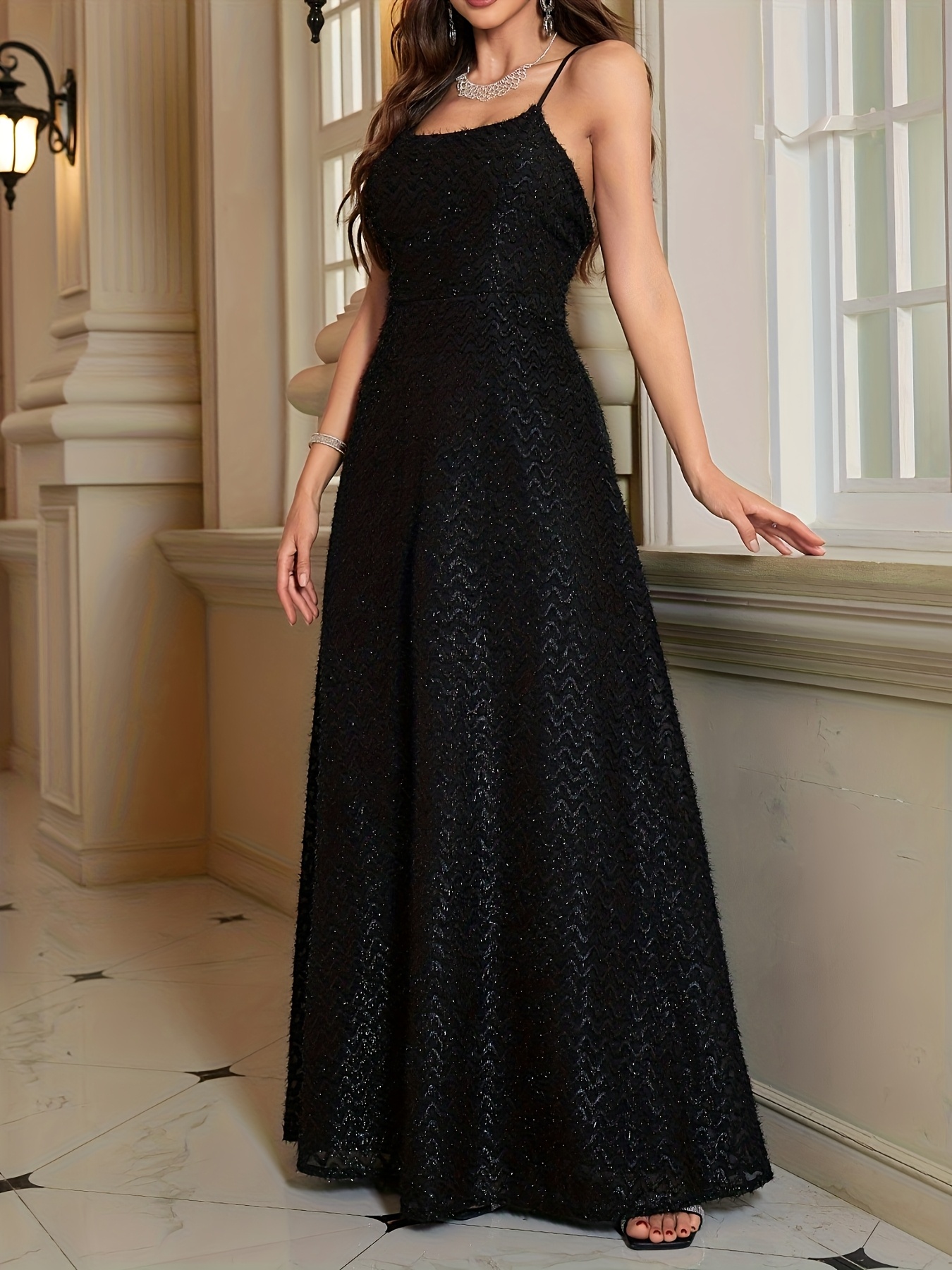 elegant black sparkling backless a line evening gown perfect - Temu  Mauritius