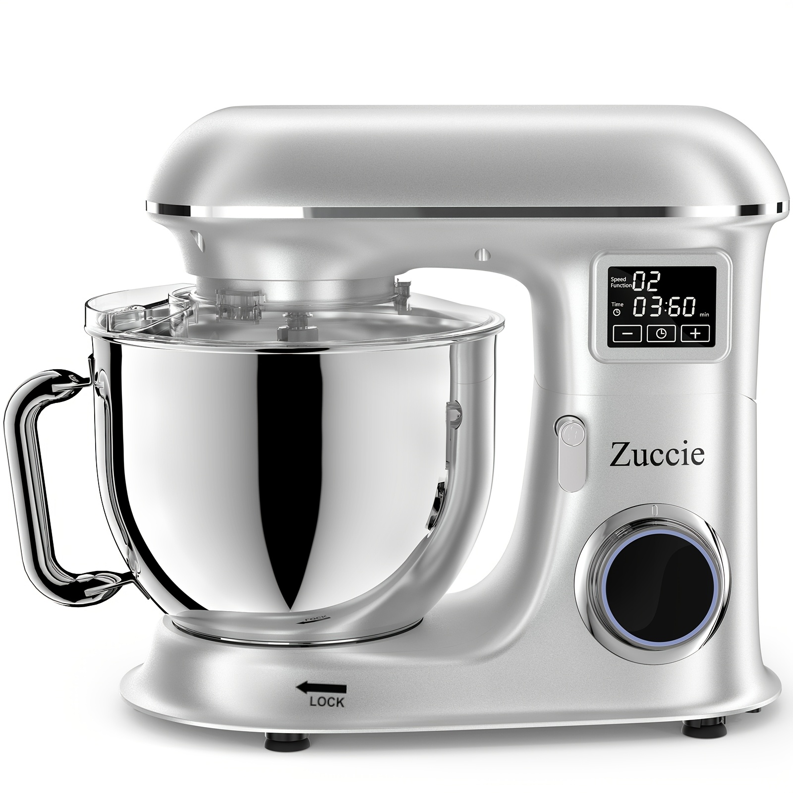 TEMU Batidora de Cocina Zuccie 8L con Pantalla Táctil LED y Función de Temporizador, 10 Velocidades, Batidora Eléctrica con , Gancho para Masa, y