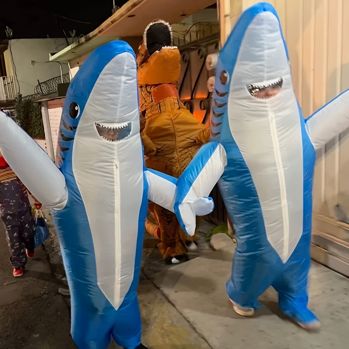  inflatable costume inflatable   costume for adult funny halloween costumes polyester fiber cosplay makeup ball prop walking inflatable dolphin doll costume blue