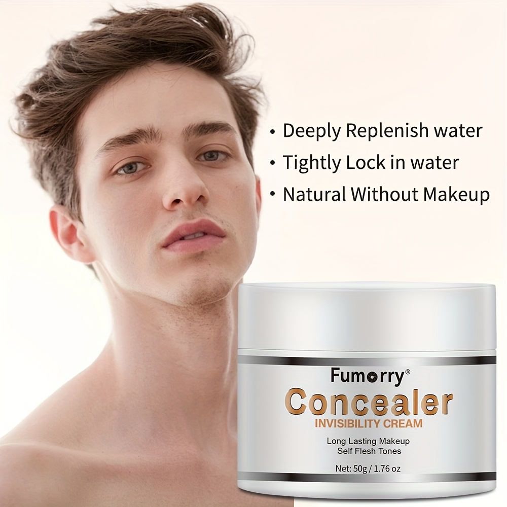 Men's Moisturizer Concealer Cream - Lightweight Texture, Light And Not Sticky, Covers Facial Defects - Creates A Natural Bright Complexion, Hides Pores & Evens Skin Tone, Easy to Clean, Fumorry