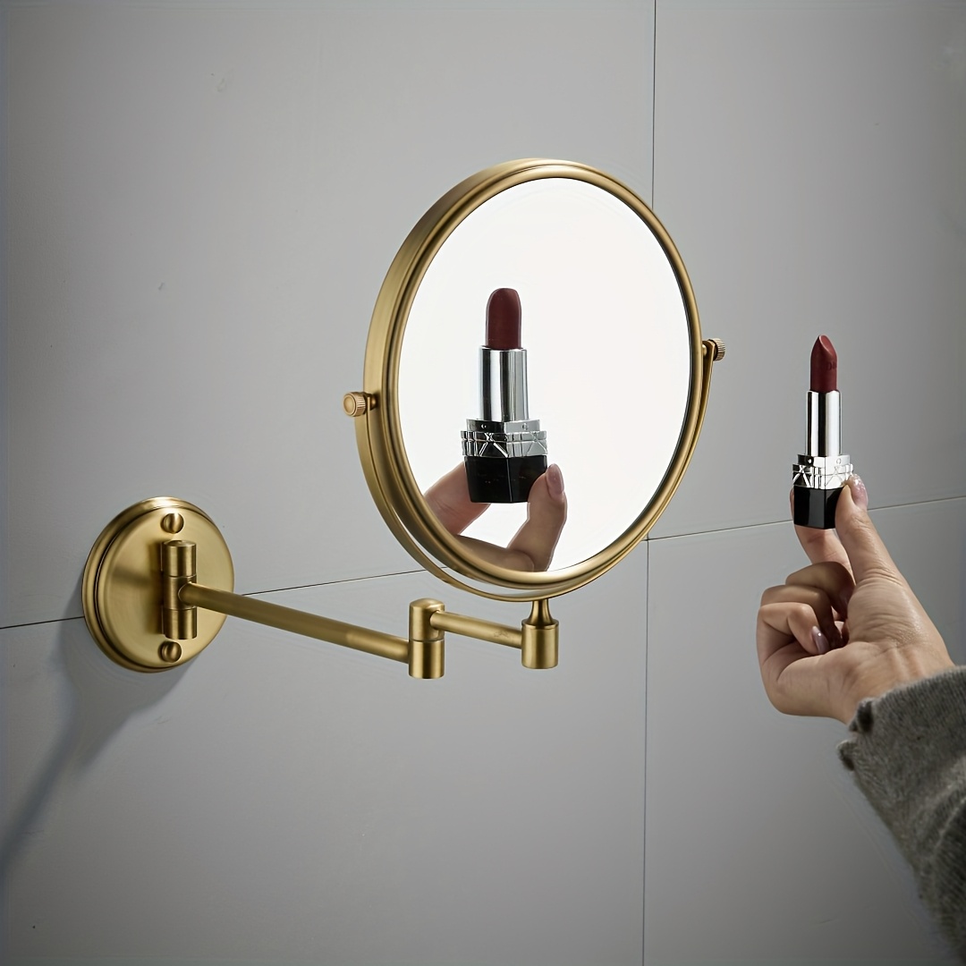 TEMU New Style Hotel-style Easy-to-install Bathroom Makeup Mirror, Wall-mounted Rotatable Mirror, 3x Magnification, Ordinary Mirror, 8-inch ,