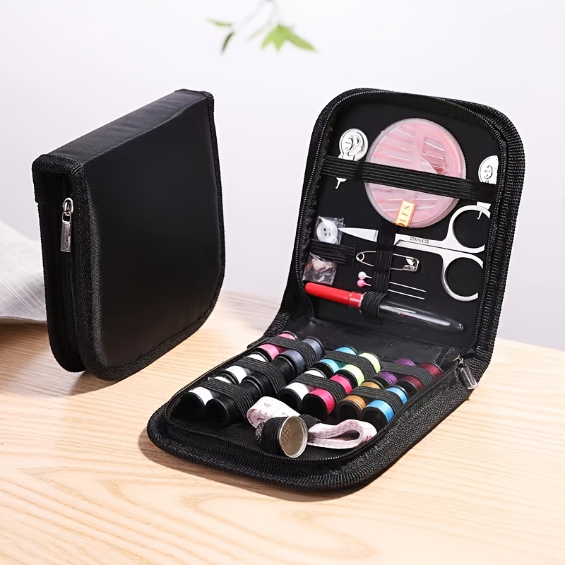 

Portable Home Sewing Kit, Thread Spools, Needles, Scissors, Buttons, Pins, , With Compact Storage Case For Hand Sewing And Craft Projects