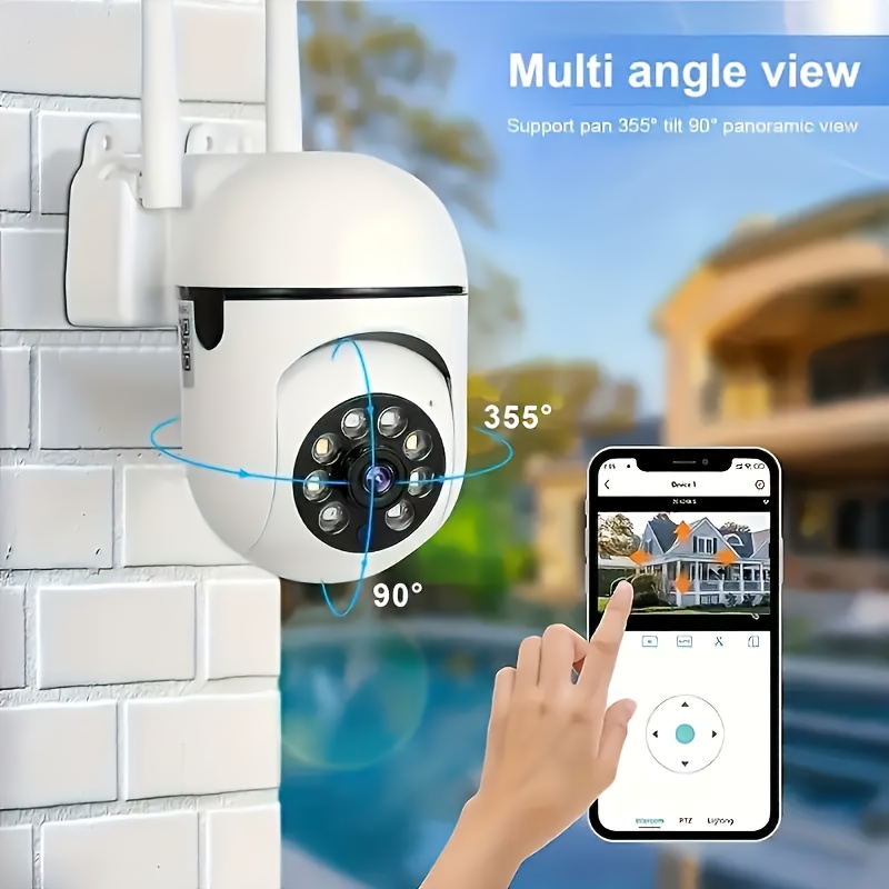 1pc QKH 2.4G WiFi HD Security Camera, PTZ with Auto Tracking, Alarm, Color Night Vision, AI Motion Detection, Flood Light, 1440P Resolution, 350° Horizontal & 90° Vertical Rotation, Two-Way Audio, Smartphone Compatible, USB Powered, ABS Material details 3