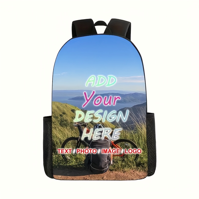 TEMU Customizable Photo Backpack With Personalized Name/signature & Photo Printing - Adjustable Shoulder Straps, Lightweight Suitable For, Travel,