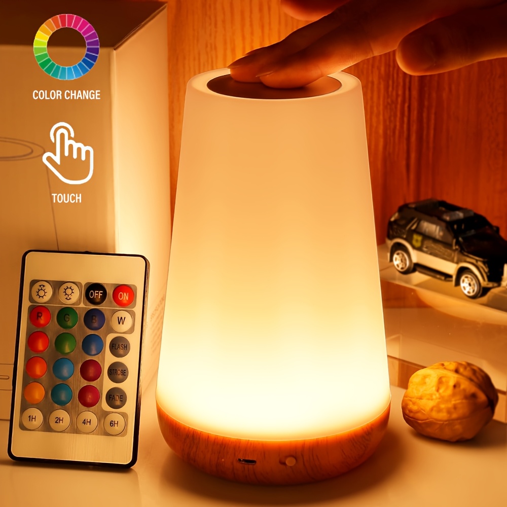 Touch Dimmable Night Light, Adjustable LED Touch Lamp for The Bedroom, USB Rechargeable Portable Desk Lamp with 5 Brightness Levels And RGB Colors, Suitable for Bedroom, Hallway, And Living Room