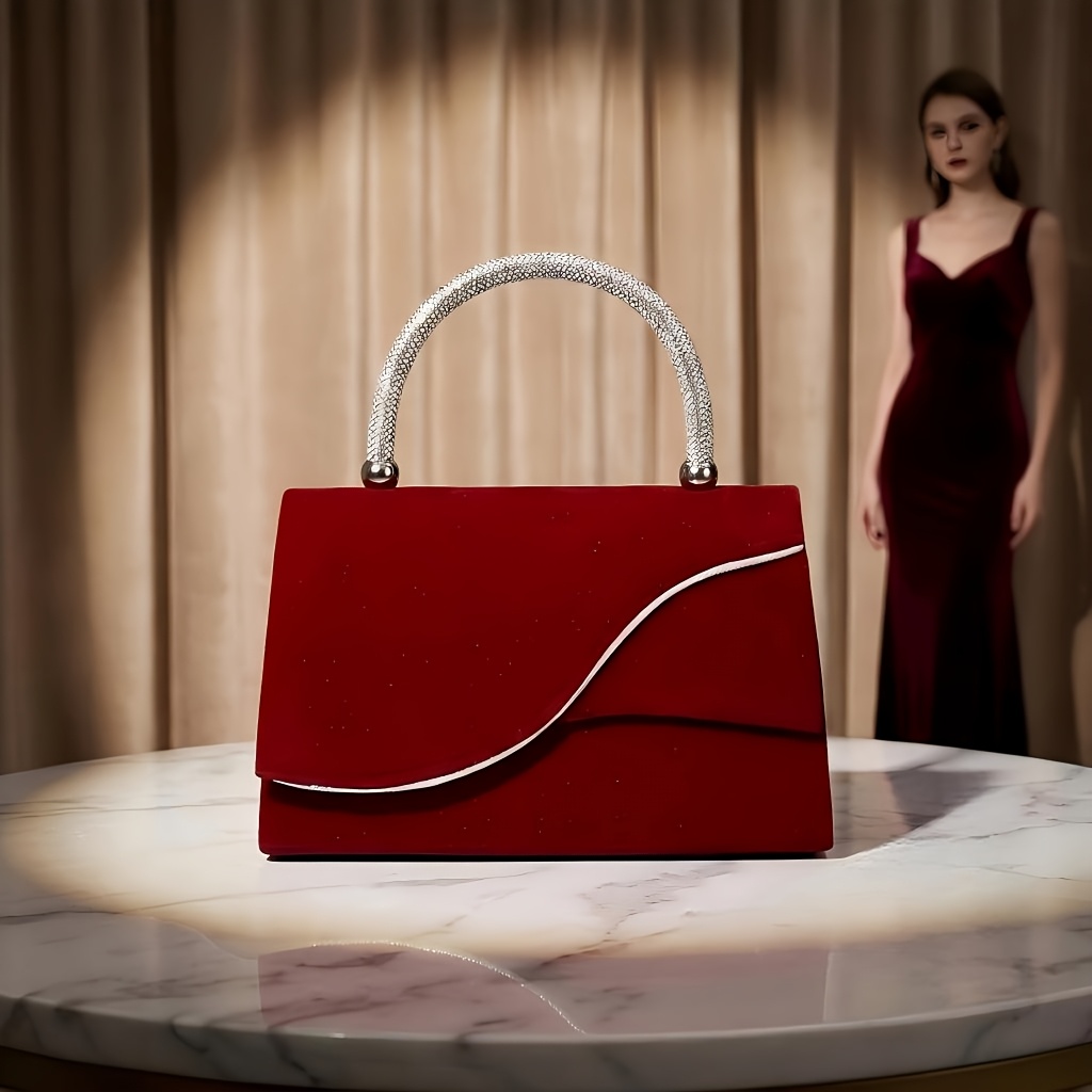 TEMU Nouveau type de sac de soirée avec poignée en strass, texture haut de gamme, s' avec tout, sac à bras enveloppant pour robe de mariée pour