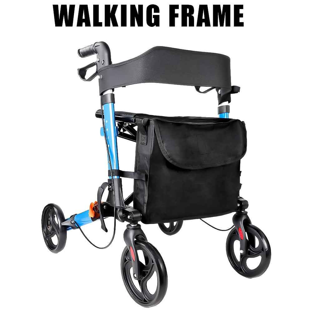 4 Wheel Walkers With Seat And Brakes For Seniors, Rollator Walker With Seat, Backrest, Basket, Large Wheels- Easy Folding Senior Walker Lightweight Mobility Walking Aid For Adult