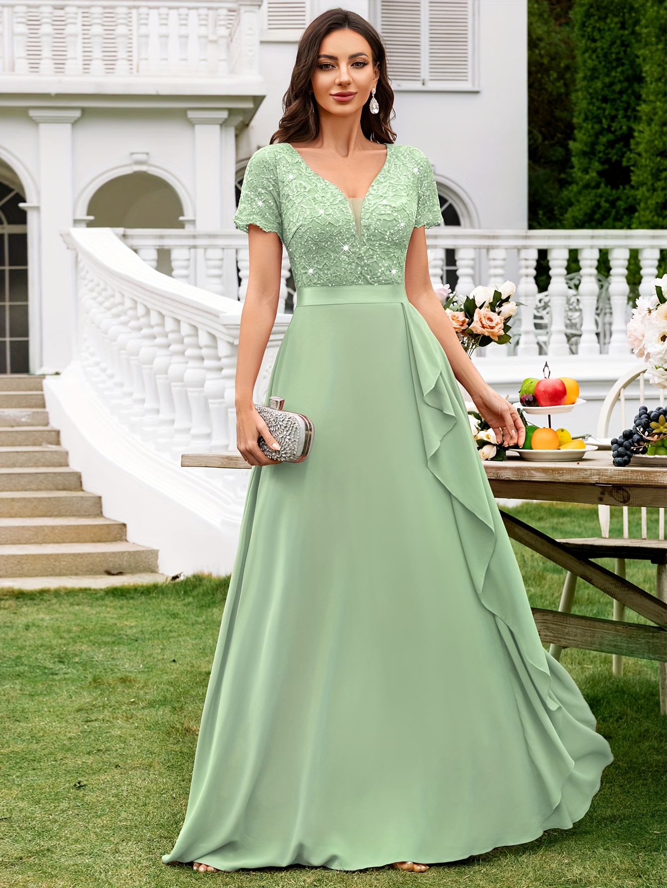 fall bridal dress Sweetheart Floral Jacquard A Line Lace Up Back Dress – Camille La Vie main image 0