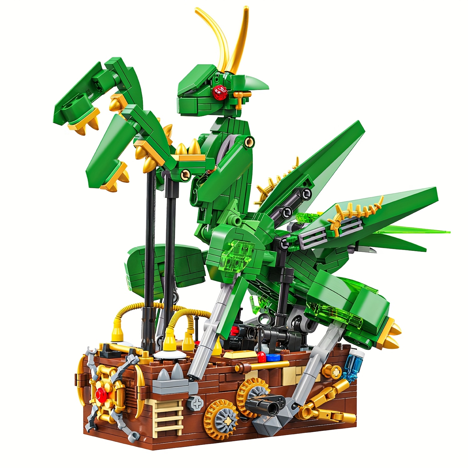 613pcs Green Mantis Building Block Toy Assembly Model Set