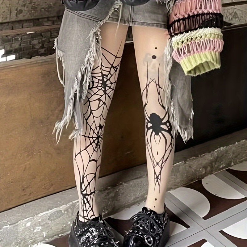 Spinnenstrumpfhose Blickdicht – Gothic, Halloween Kostüm Accessoire, Einheitsgröße XS–M