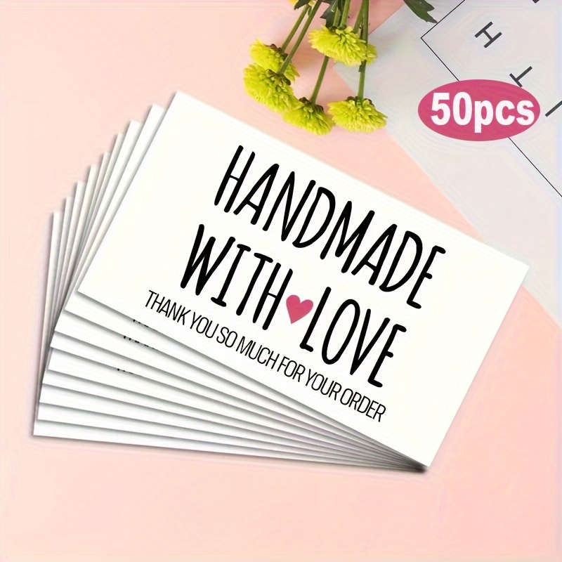 

50-pack Handmade Love Thank You Cards, Perfect For Online Store Orders, Small Business Packaging, Customer Appreciation, Office Supplies, Card Stationery