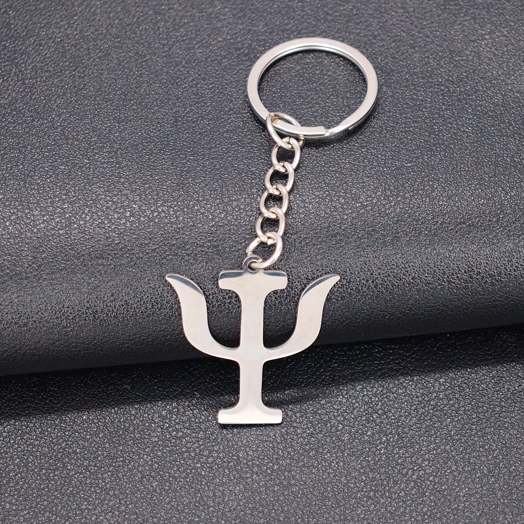 TEMU Porte-clés pendentif PSI de psychologie minimaliste 2025, accessoire en acier inoxydable pour sacs et clés de voiture