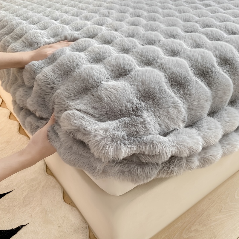 TEMU 1pc Thickened Bubble Fitted Sheet, Mattress Protector, Extra Plush 360° Wrap, Machine Washable - Does Not Pillowcase, Soft And Comfortable,