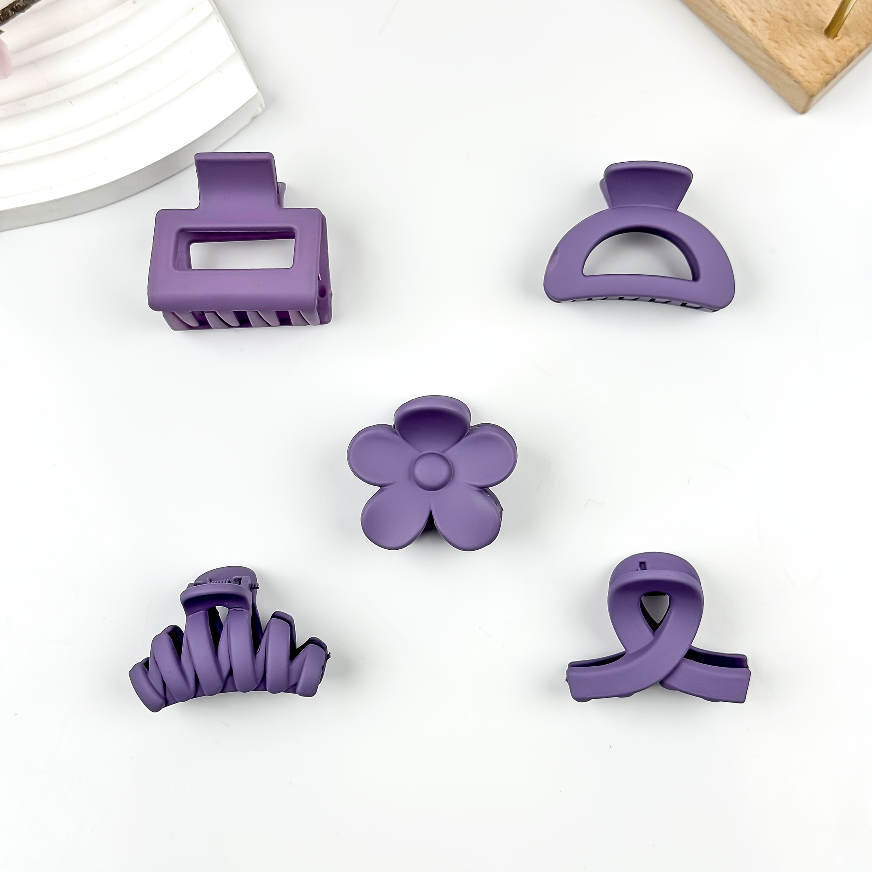 E-shop 5-teiliges Set Lila Haarschmuck, Pony-Haarspangen, Kleine Haarspangen, Damen Sommeraccessoires, Seitenhaarspangen, Ideal für Frisurenstyling,
