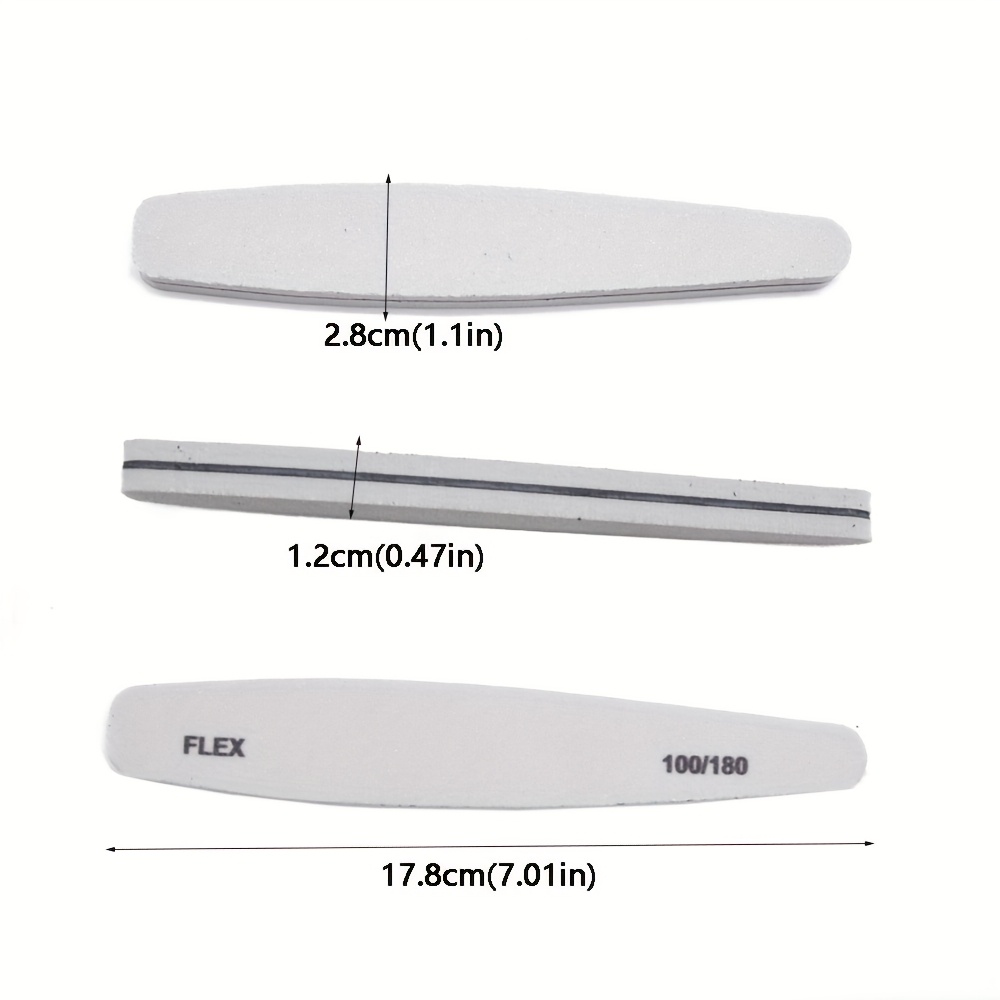 5 Sponge Nail Files with 100/180 Grit for Buffing & Polishing